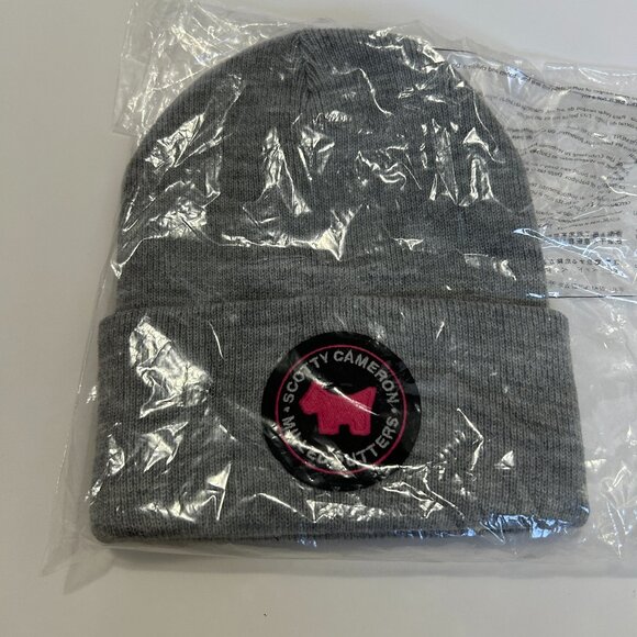 2023 Scotty Cameron Dog Black/Pink Patch HEATHER Cuffed Knit Beanie Hat New - Picture 1 of 5